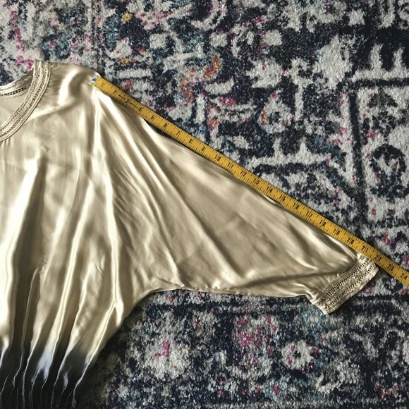 Anthropologie Leifsdottir Cream and Blue Ombré Silk Blouse - Picture 4 of 7